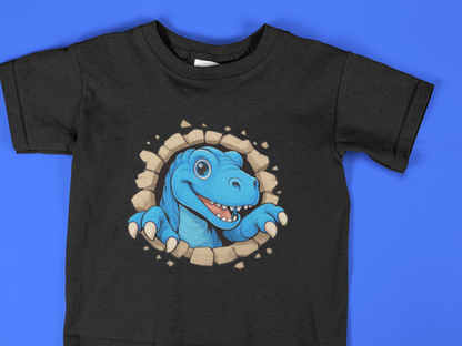Toddler Dinosaur T-Shirt – Cute Blue T-Rex Shirt for Boys & Girls (2T–6T) – Fun Cartoon Dino Tee – Kids Dinosaur Birthday Gift