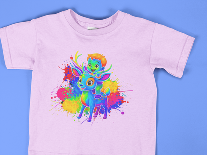 Deer Ride Toddler Shirt, Colorful Animal Adventure Tee for Kids, 2T to 6T