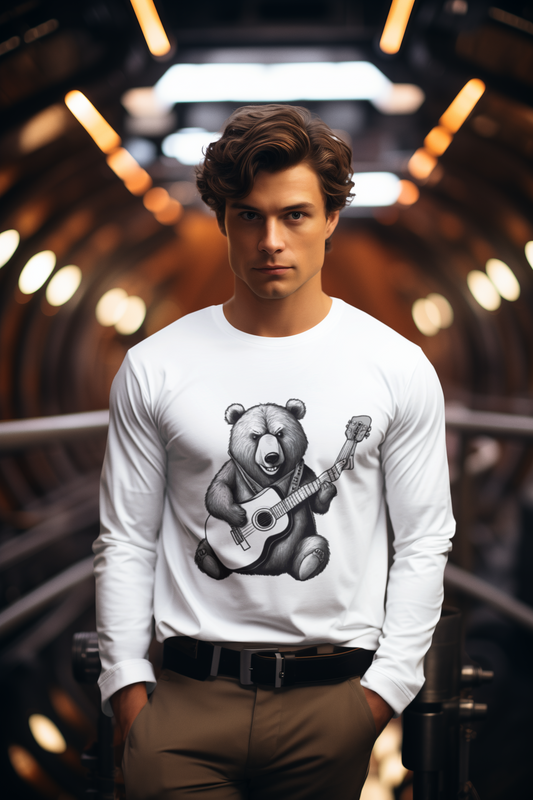 Bear Playing Guitar T-Shirt & Hoodie – Fun Music Lover Animal Design, Gift for Guitarists | Wildlife Fans