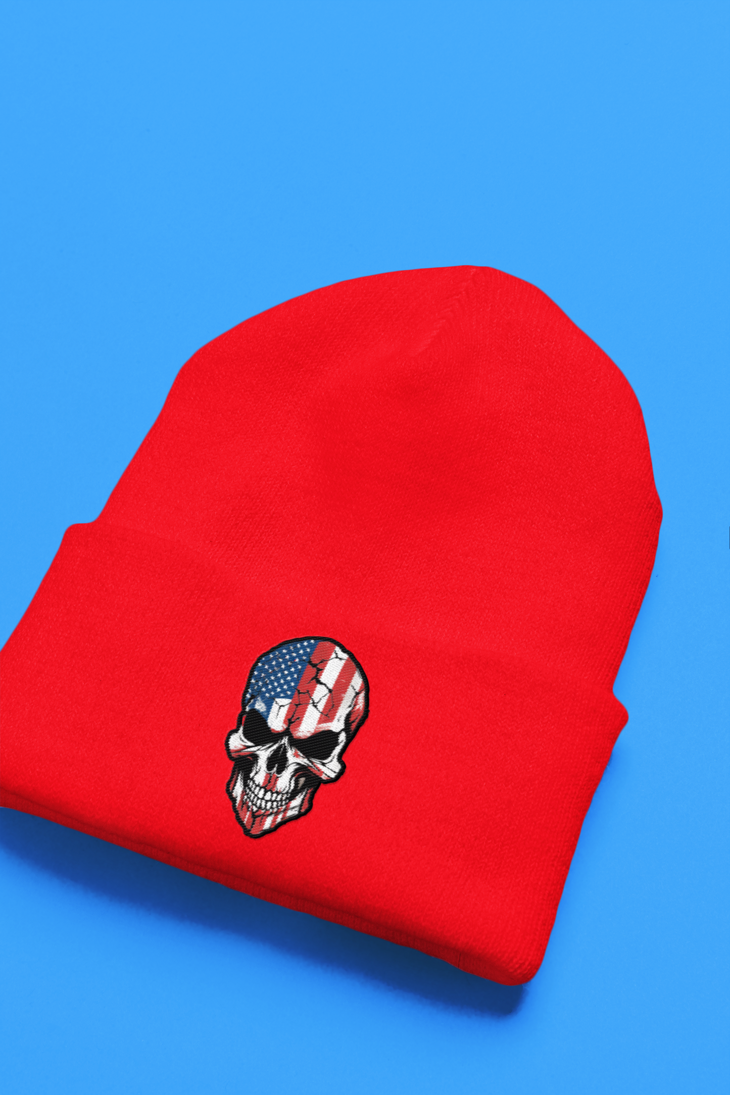 Custom American Flag Skull Beanie