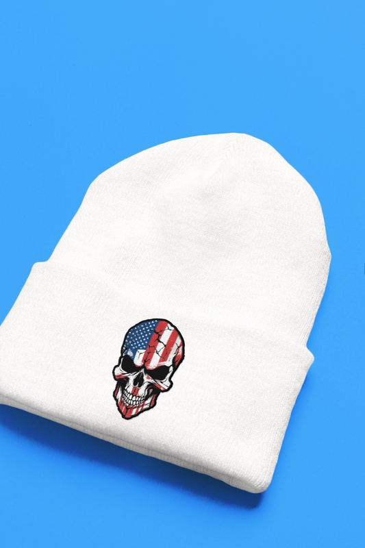 Custom American Flag Skull Beanie
