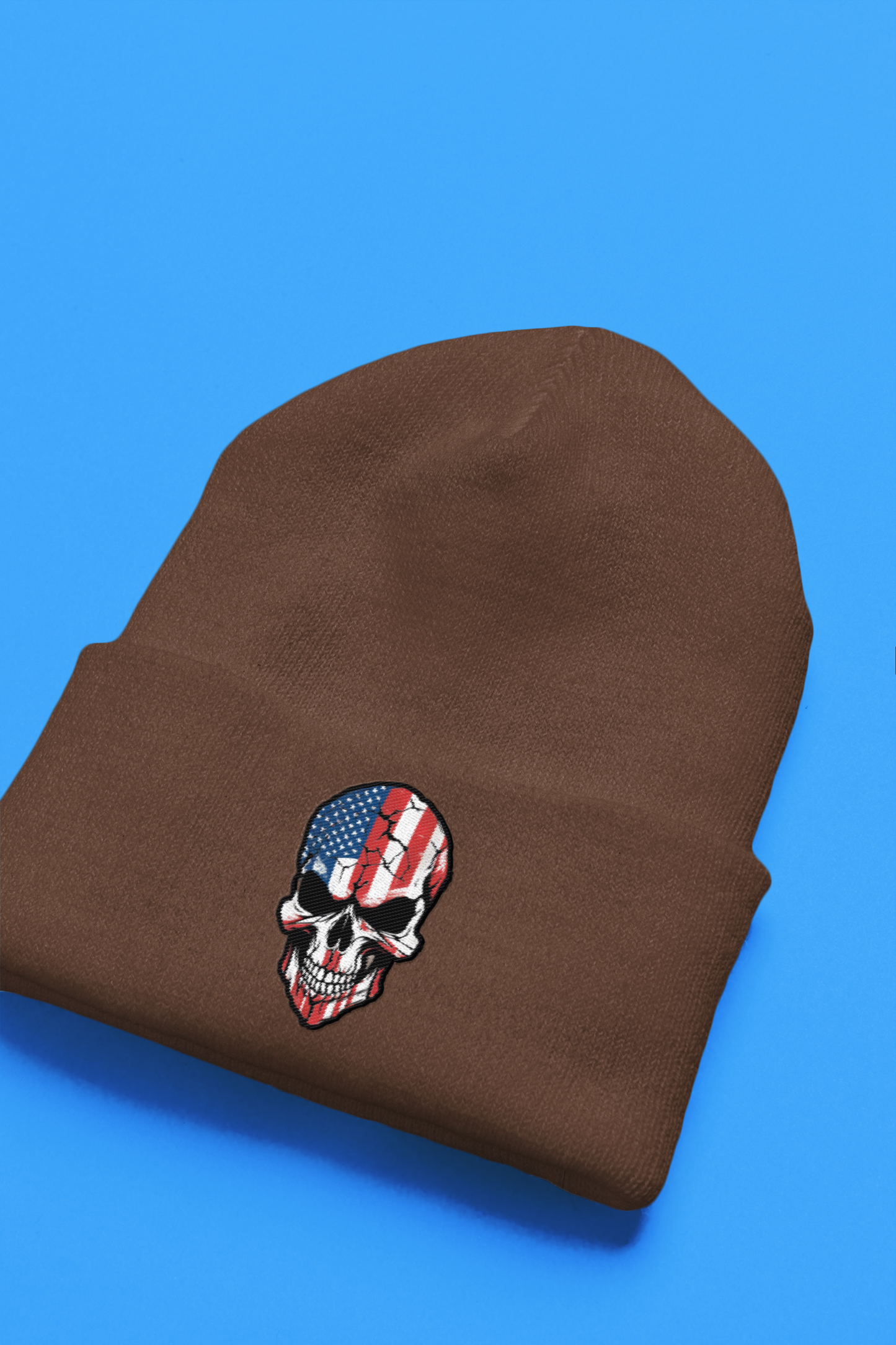 Custom American Flag Skull Beanie