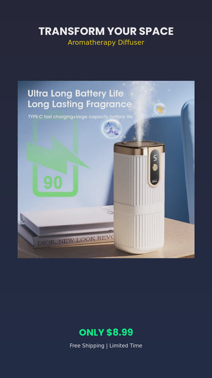 Rechargeable Mini Essential Oil Diffuser - 5-Speed Aromatherapy Humidifier for Home & Car
