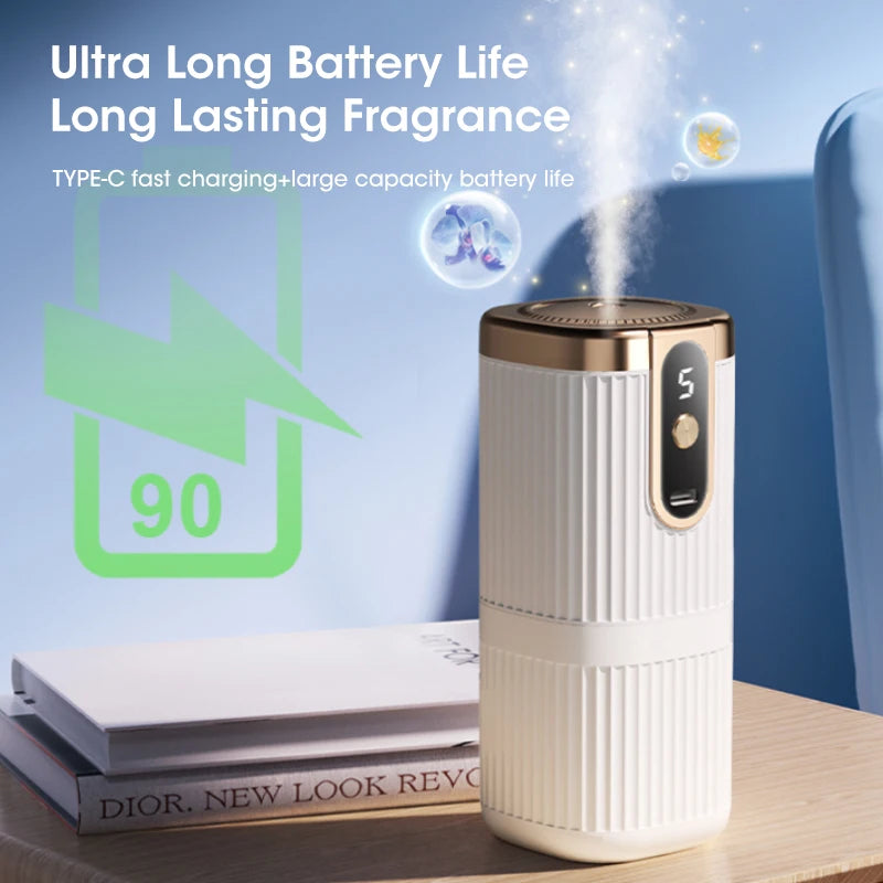 Rechargeable Mini Essential Oil Diffuser - 5-Speed Aromatherapy Humidifier for Home & Car